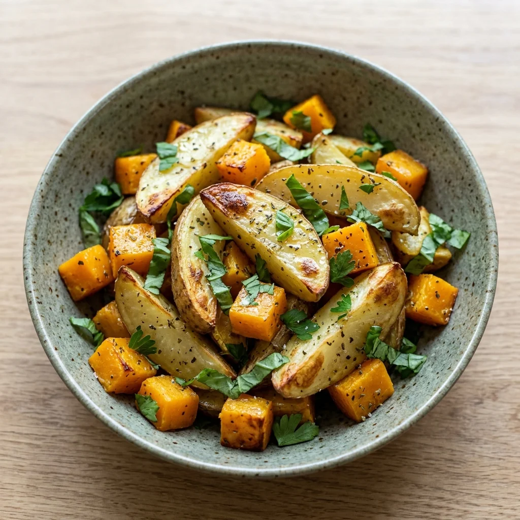 Herb-Roasted Potato Wedges with Butternut Squash