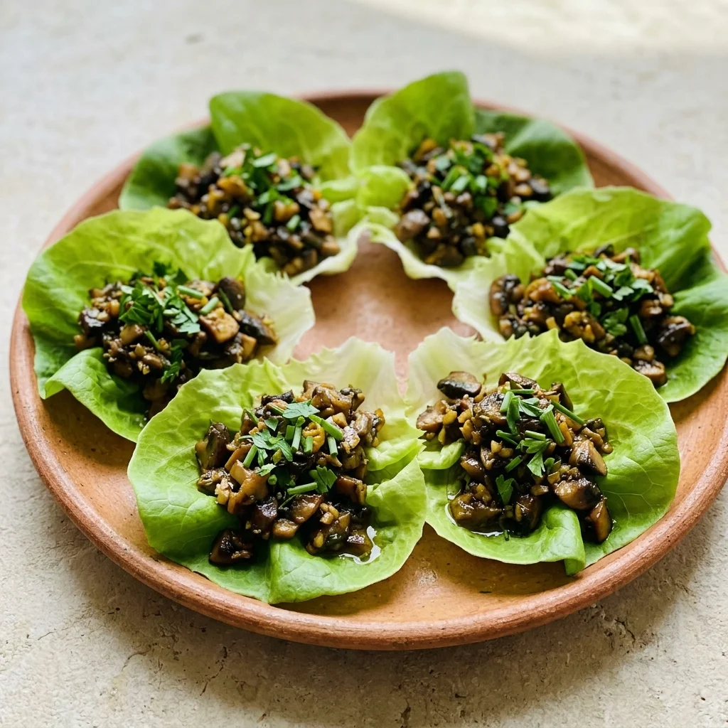 Garlic-Rosemary Mushroom Lettuce Cups