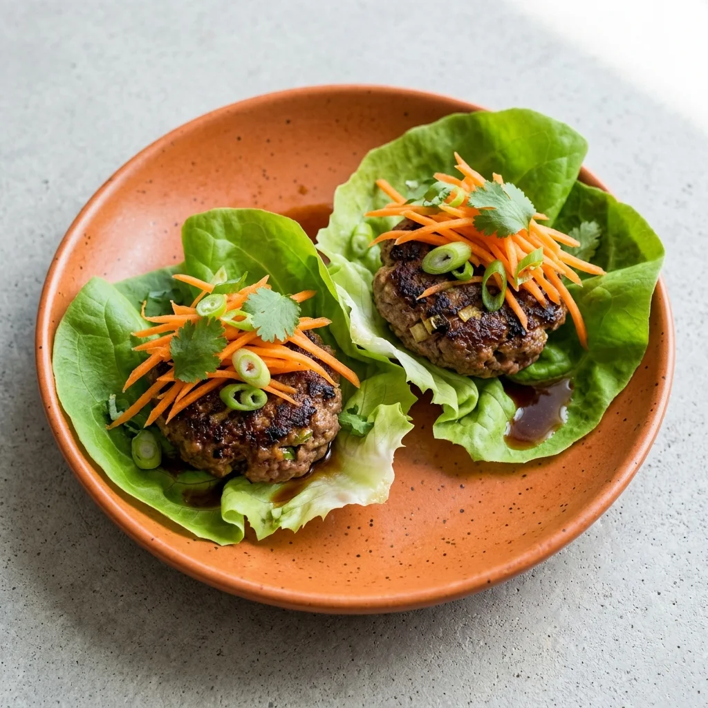 Ginger-Scallion Mini Burger Lettuce Cups
