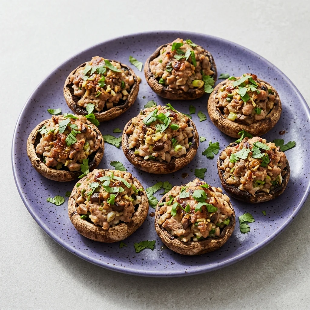 Ginger-Scallion Stuffed Mushroom Caps
