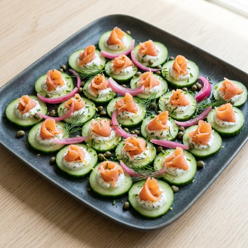 Coconut Smoked Salmon Platter with Herb Cucumber Rounds