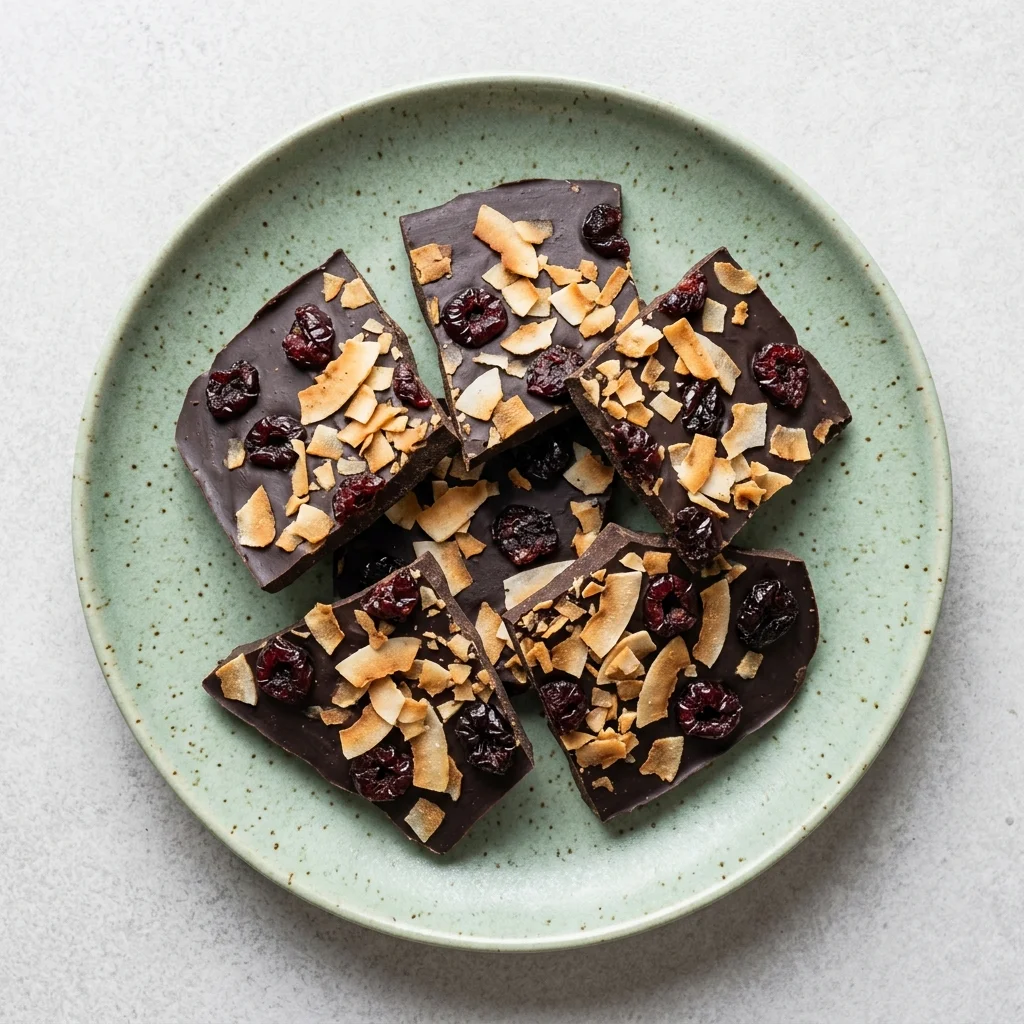 Carob Bark with Coconut and Cherries