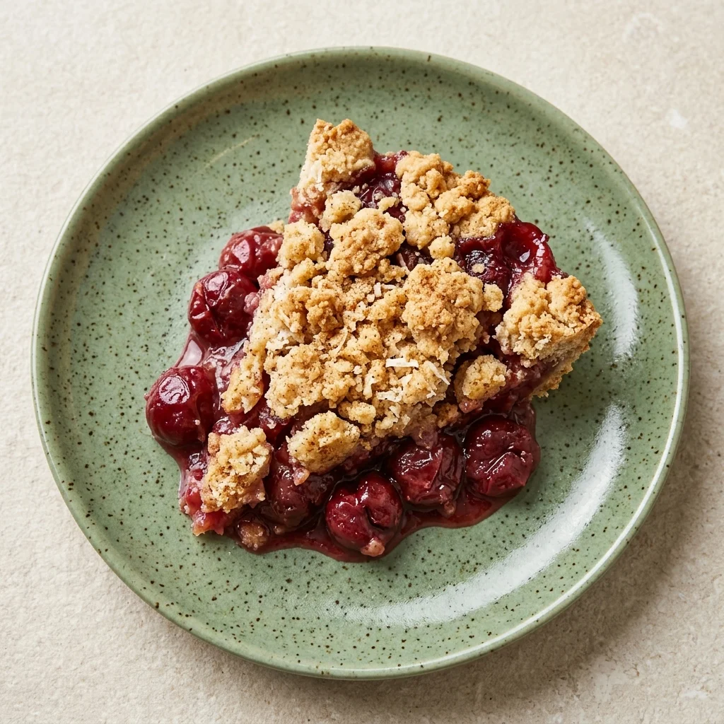 Cherry Crumble with Coconut & Cassava Topping
