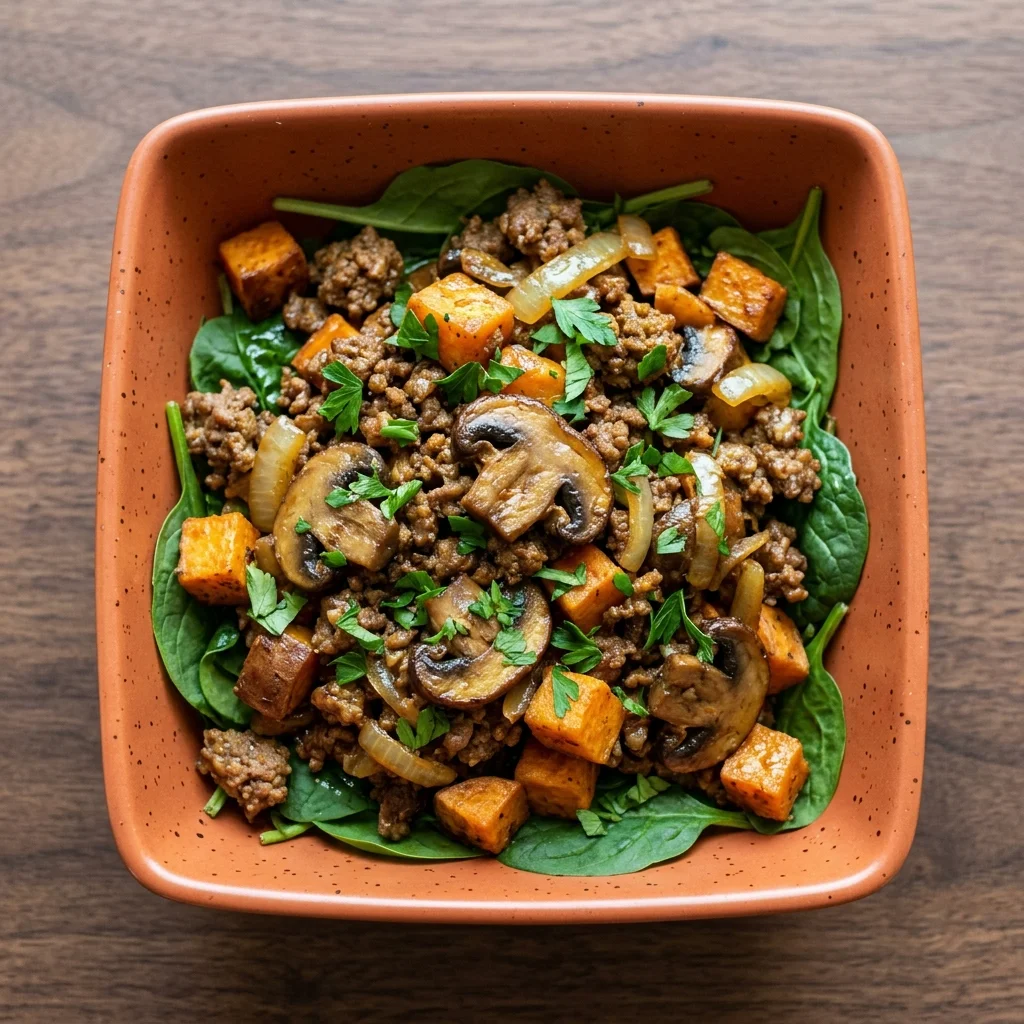 Garlic-Mushroom Beef Hash Bowl
