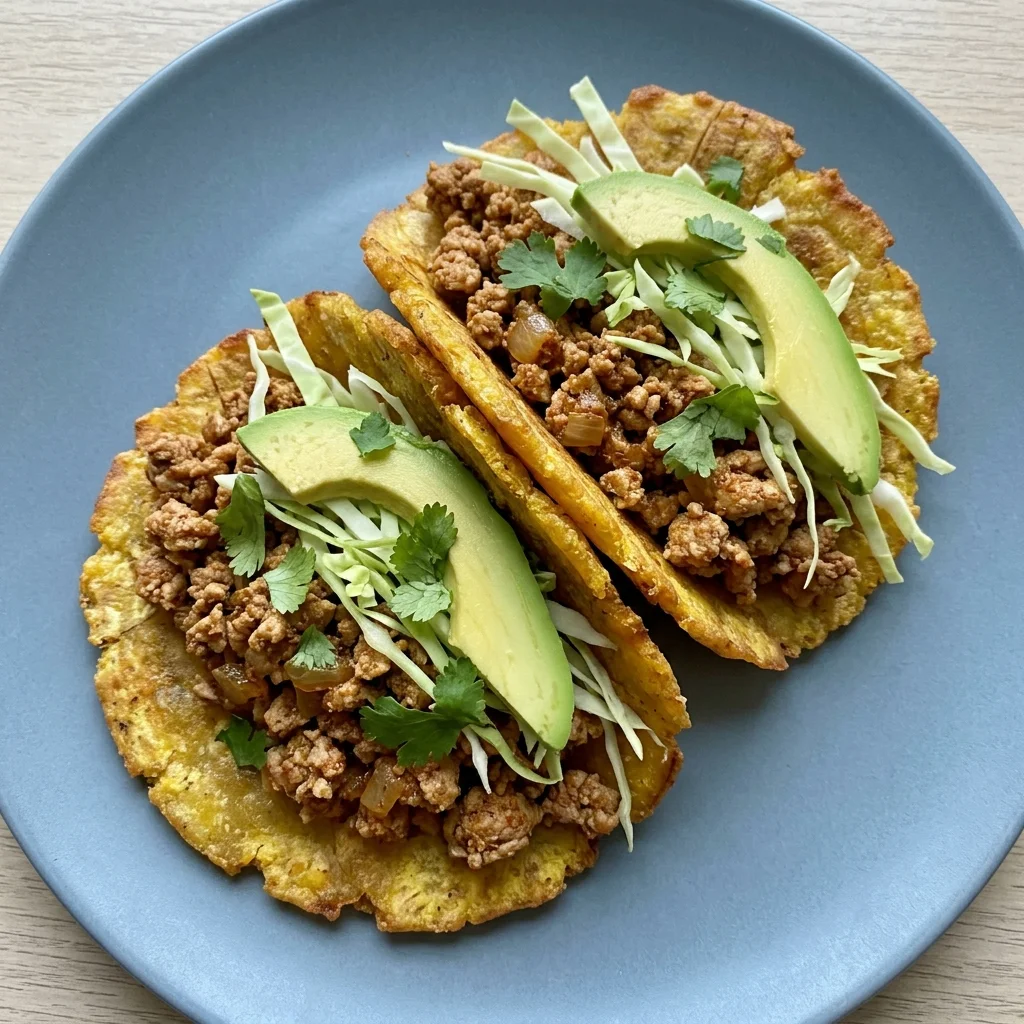 Ground Turkey Tacos with Plantain Shells