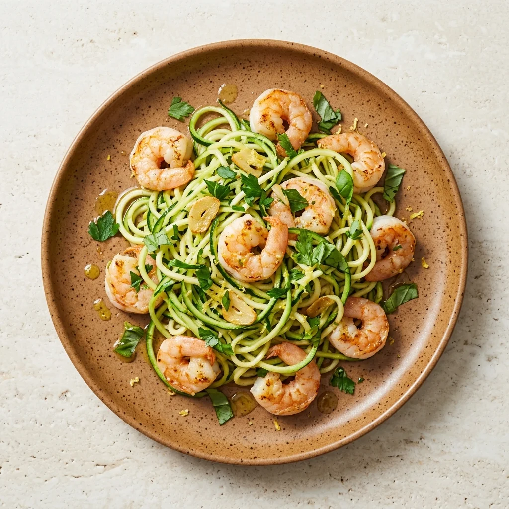 Zoodles with Garlic Shrimp