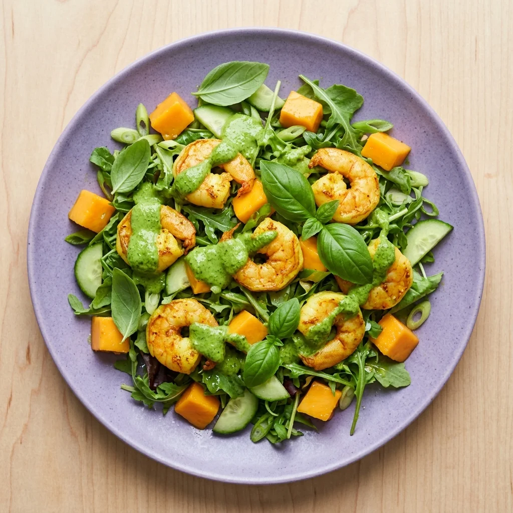 Mango Shrimp Salad with Basil-Coconut Pesto