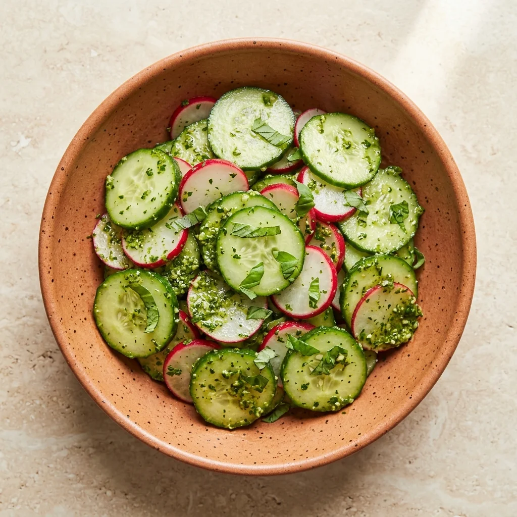 Basil-Pesto Radish & Cucumber Salad