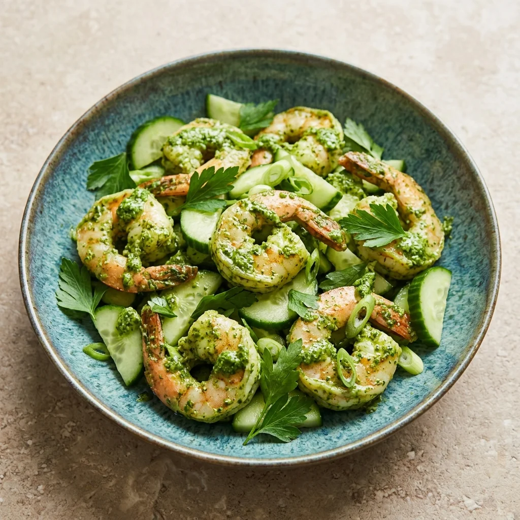 Basil-Pesto Shrimp Cucumber Salad