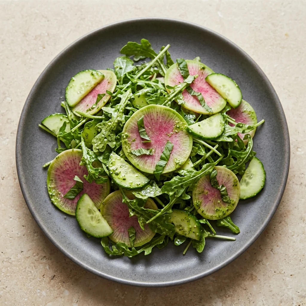 Basil-Pesto Watermelon Radish Salad