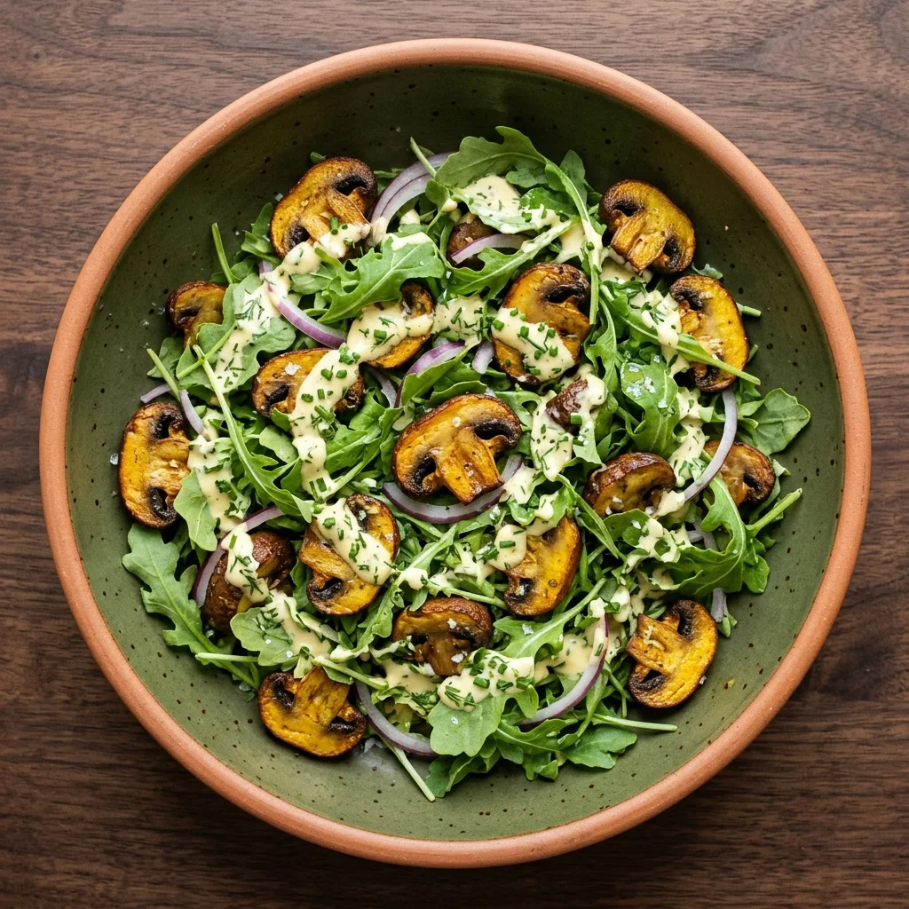 Coconut Ranch Roasted Mushroom & Arugula Salad