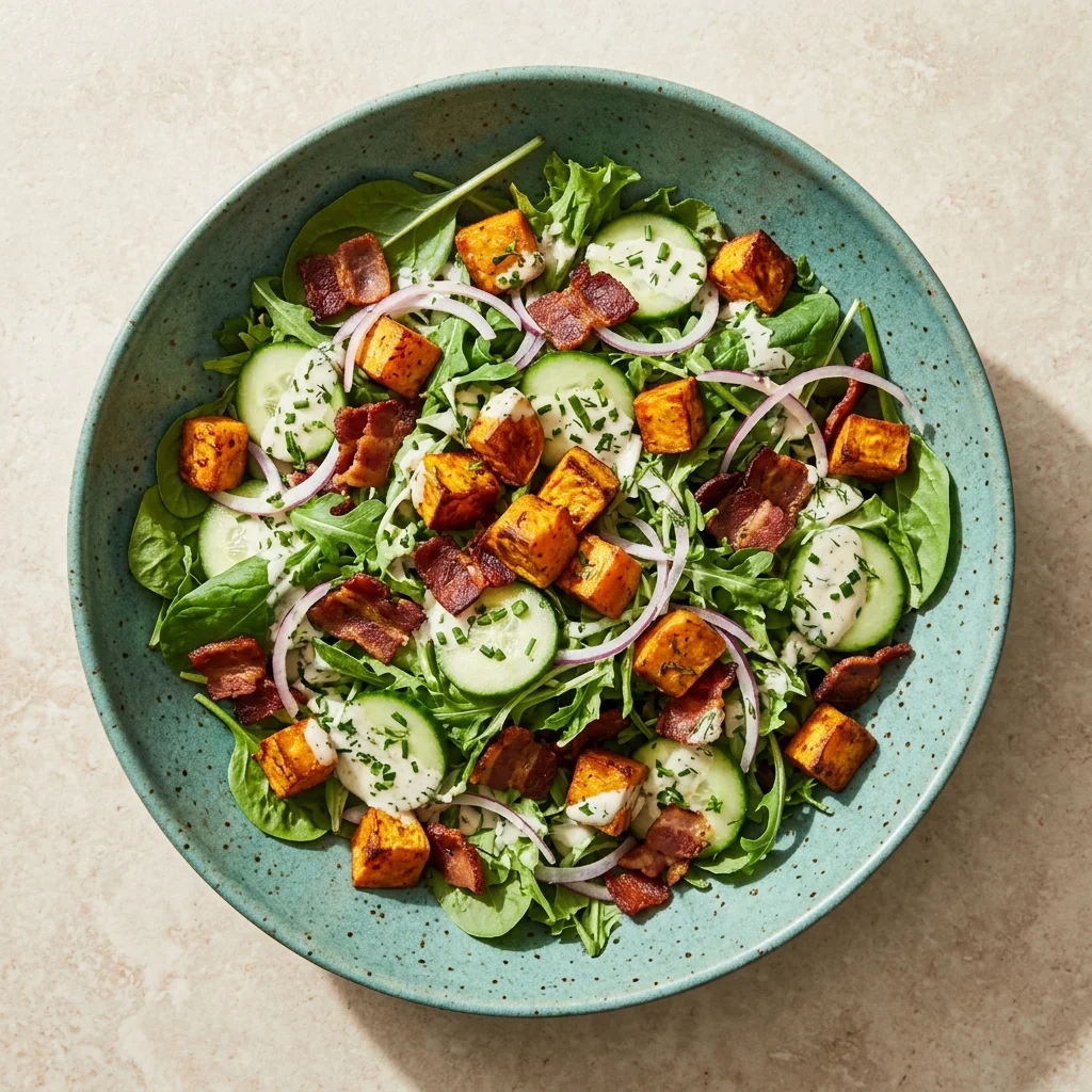 Coconut Ranch Sweet Potato & Bacon Salad