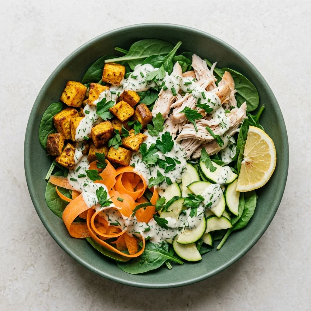 Coconut Ranch Sweet Potato Bowl Salad