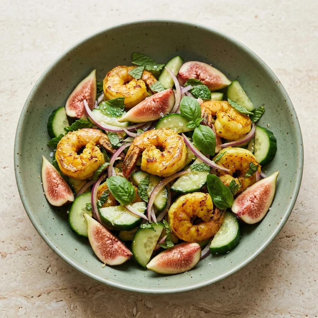 Fig & Apple Cider Shrimp Cucumber Salad