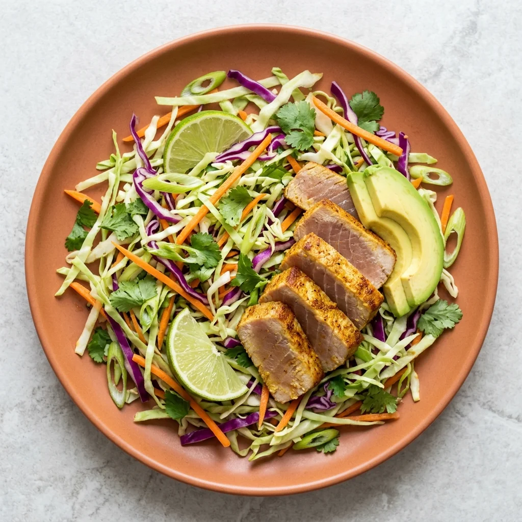 Ginger-Lime Tuna Slaw with Avocado