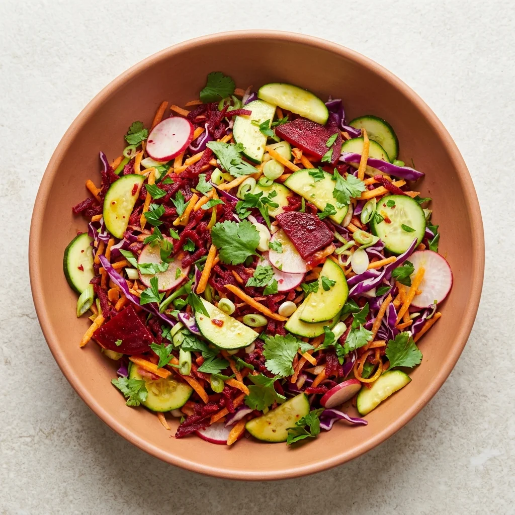 Rainbow Vegetable Salad with Lemon-Herb Dressing