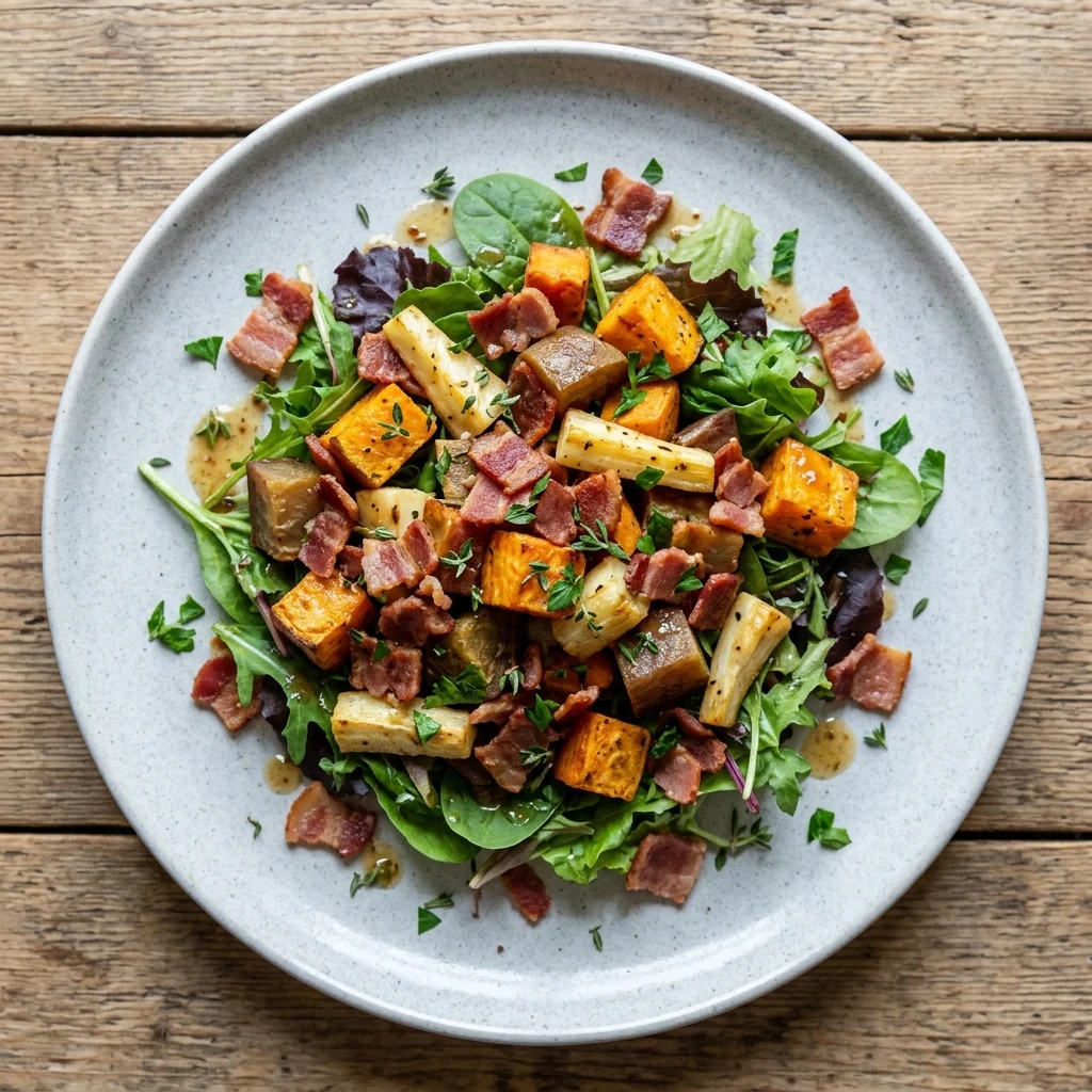 Roasted Root Vegetable and Bacon Salad