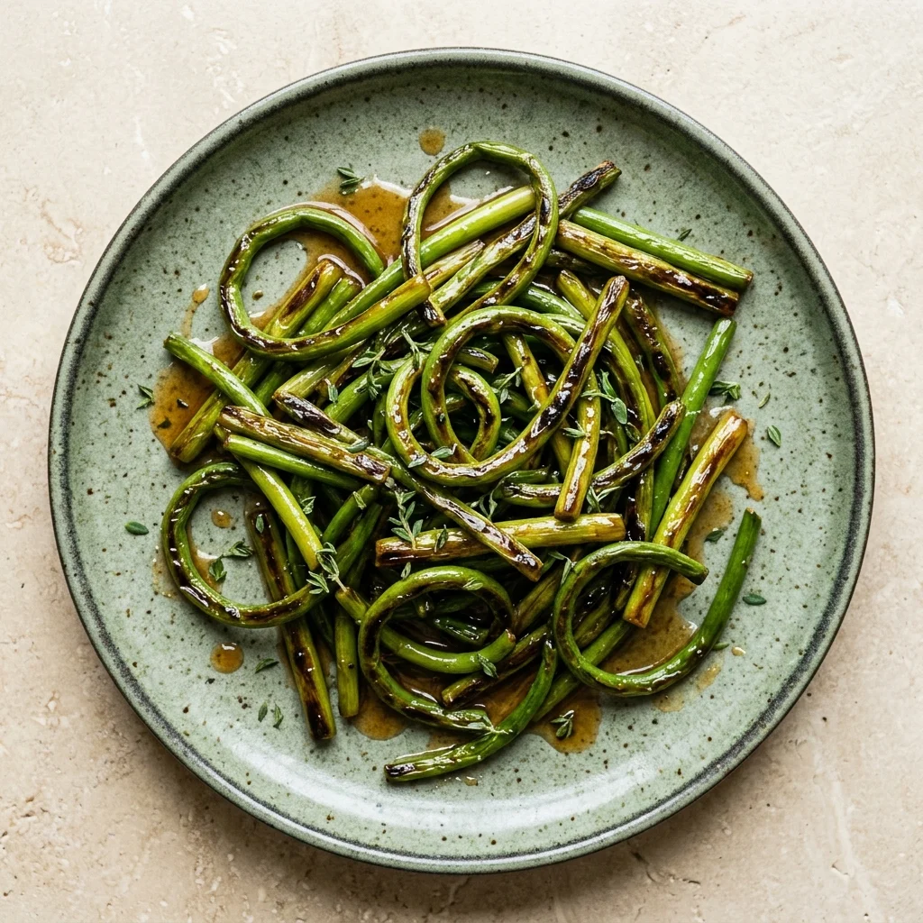 Garlic Scape Sauté with Apple Cider Vinegar Glaze