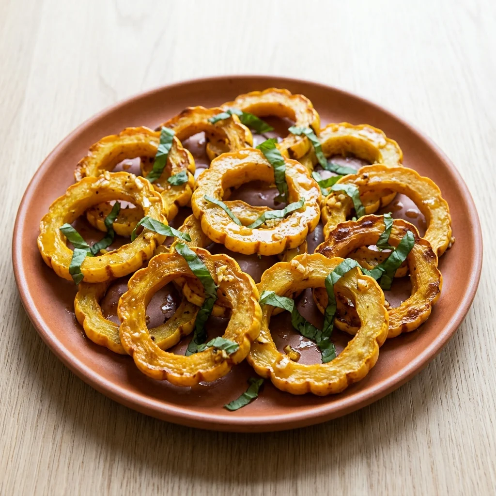 Roasted Delicata Squash with Fresh Basil