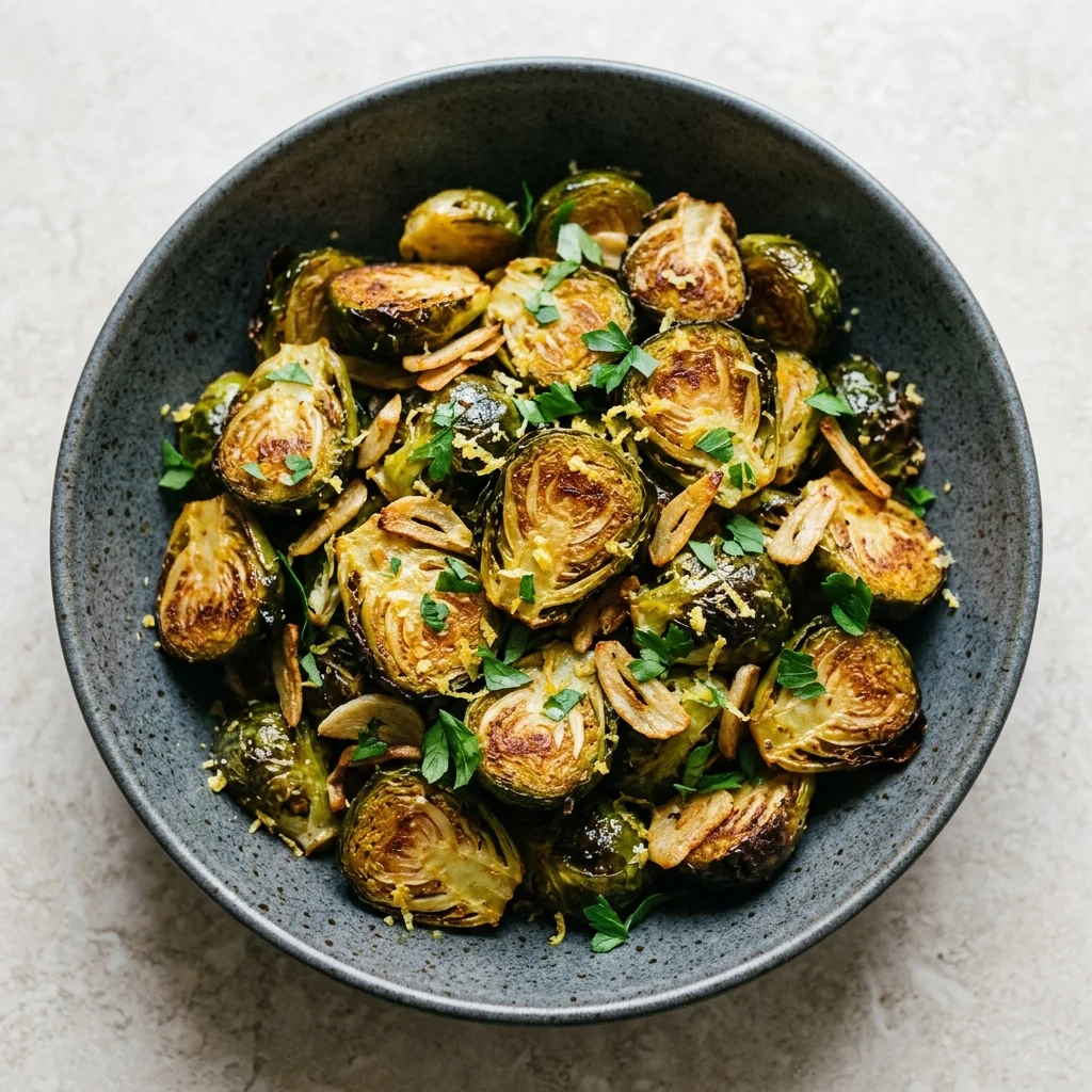 Turmeric Roasted Brussels Sprouts with Garlic & Lemon