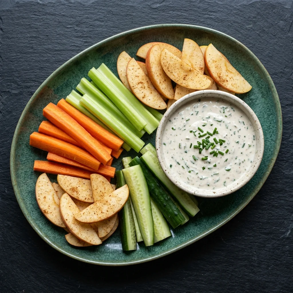 Apple-Cinnamon Veggie Sticks with Coconut Herb Dip