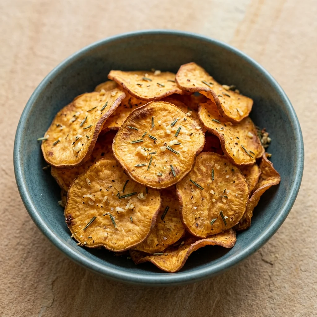 Garlic-Rosemary Sweet Potato Chips