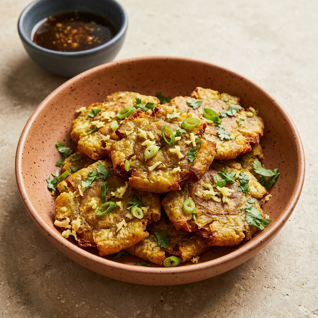 Ginger-Scallion Green Plantain Tostones