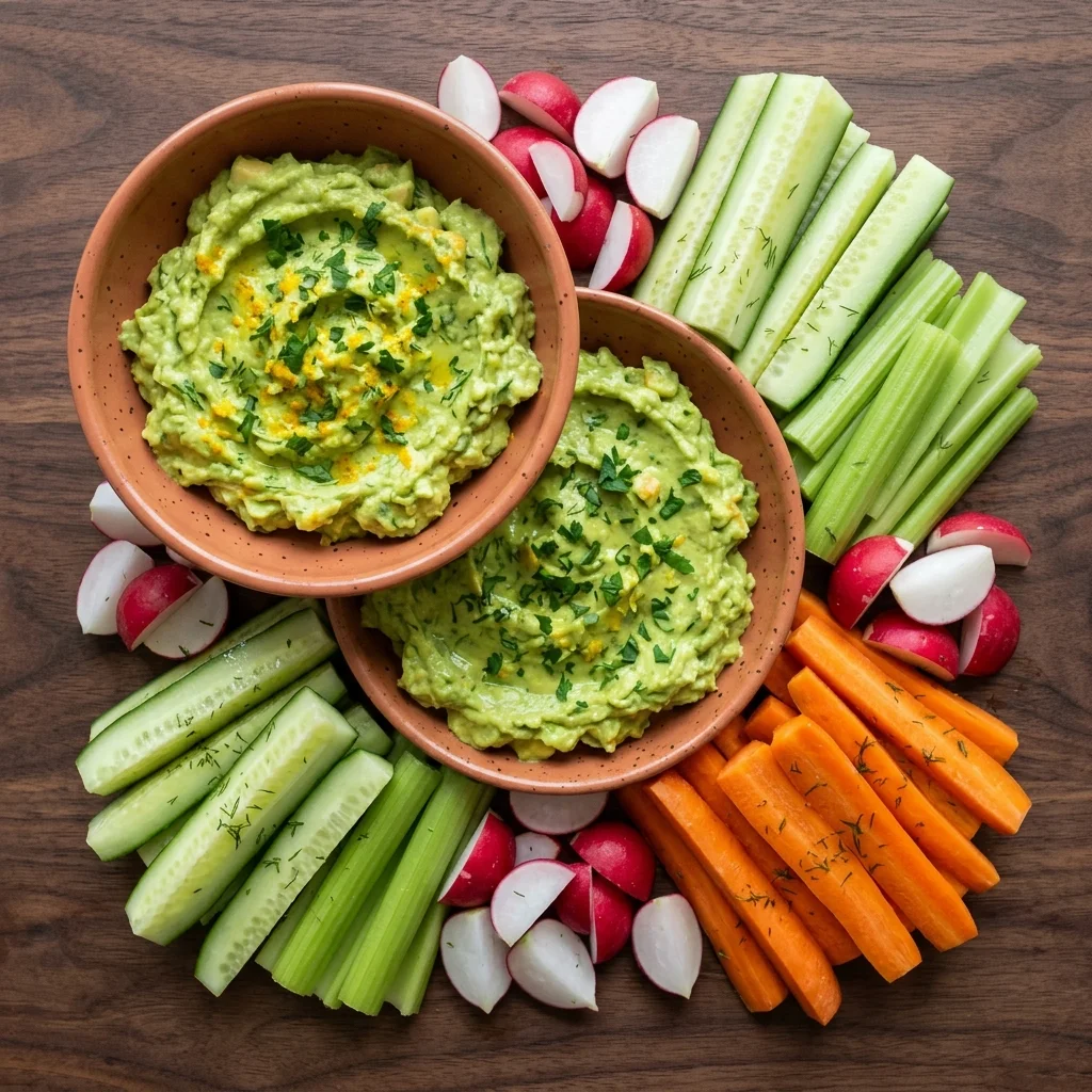 Lemon-Dill Veggie Sticks with Avocado Dip