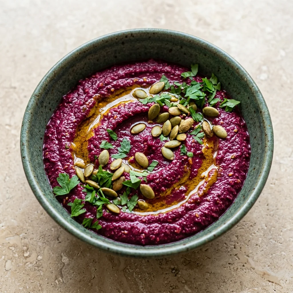 Roasted Beet and Pumpkin Seed Dip with Turmeric and Cumin