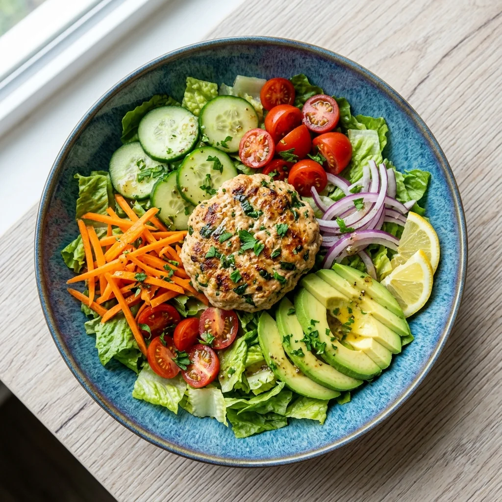 Basil & Oregano Turkey Burger Salad Bowl