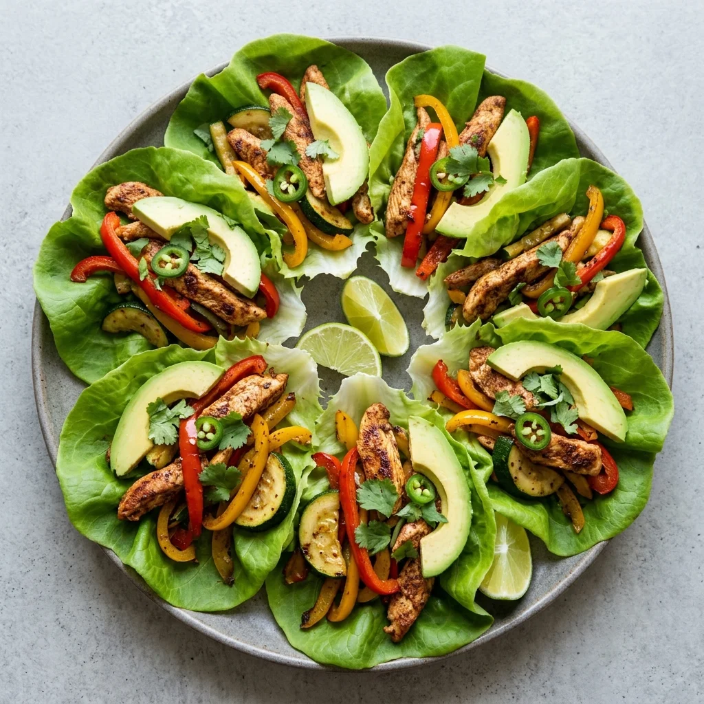 Cilantro Lime Chicken Fajita Lettuce Wraps