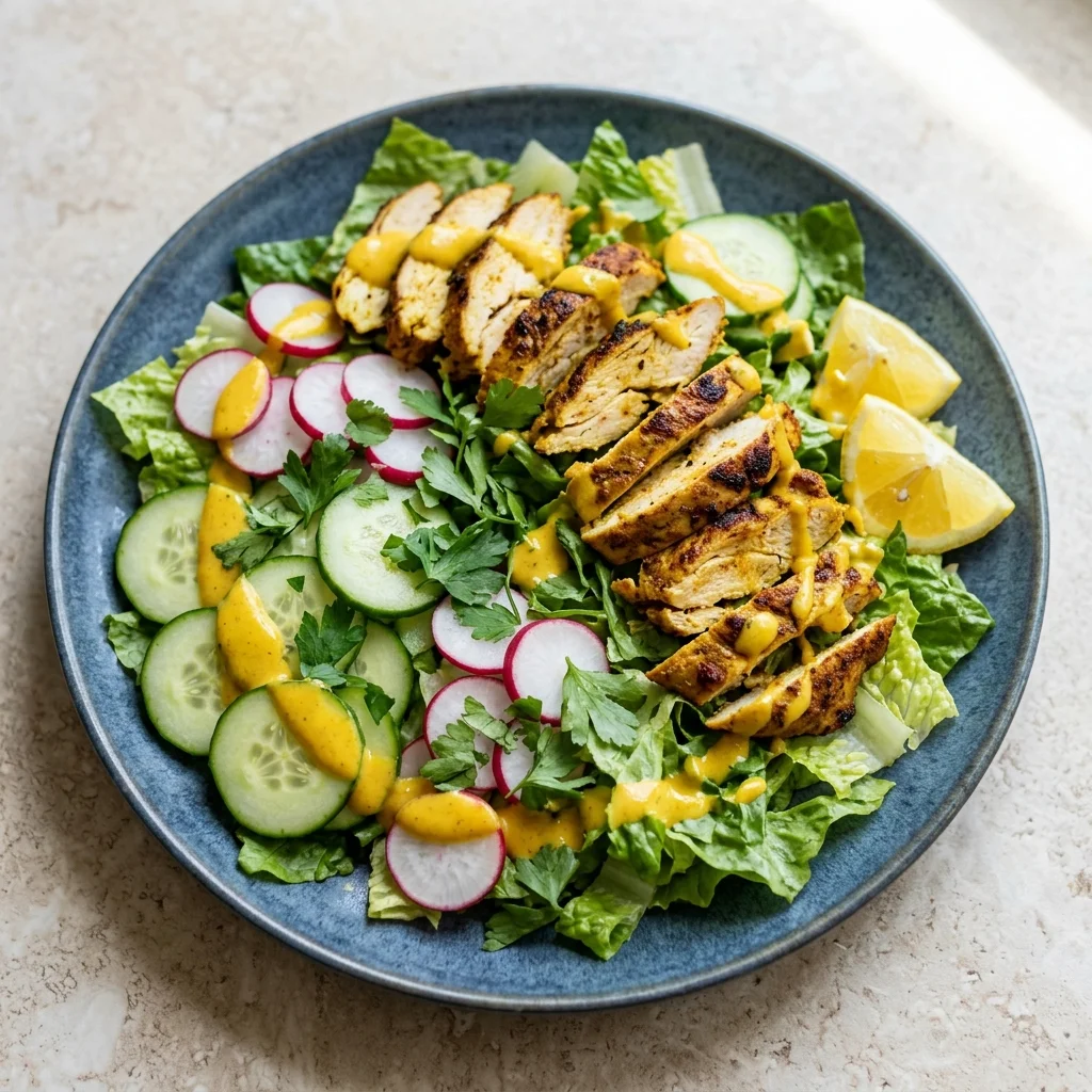Turmeric Ginger Chicken Shawarma Salad Plate