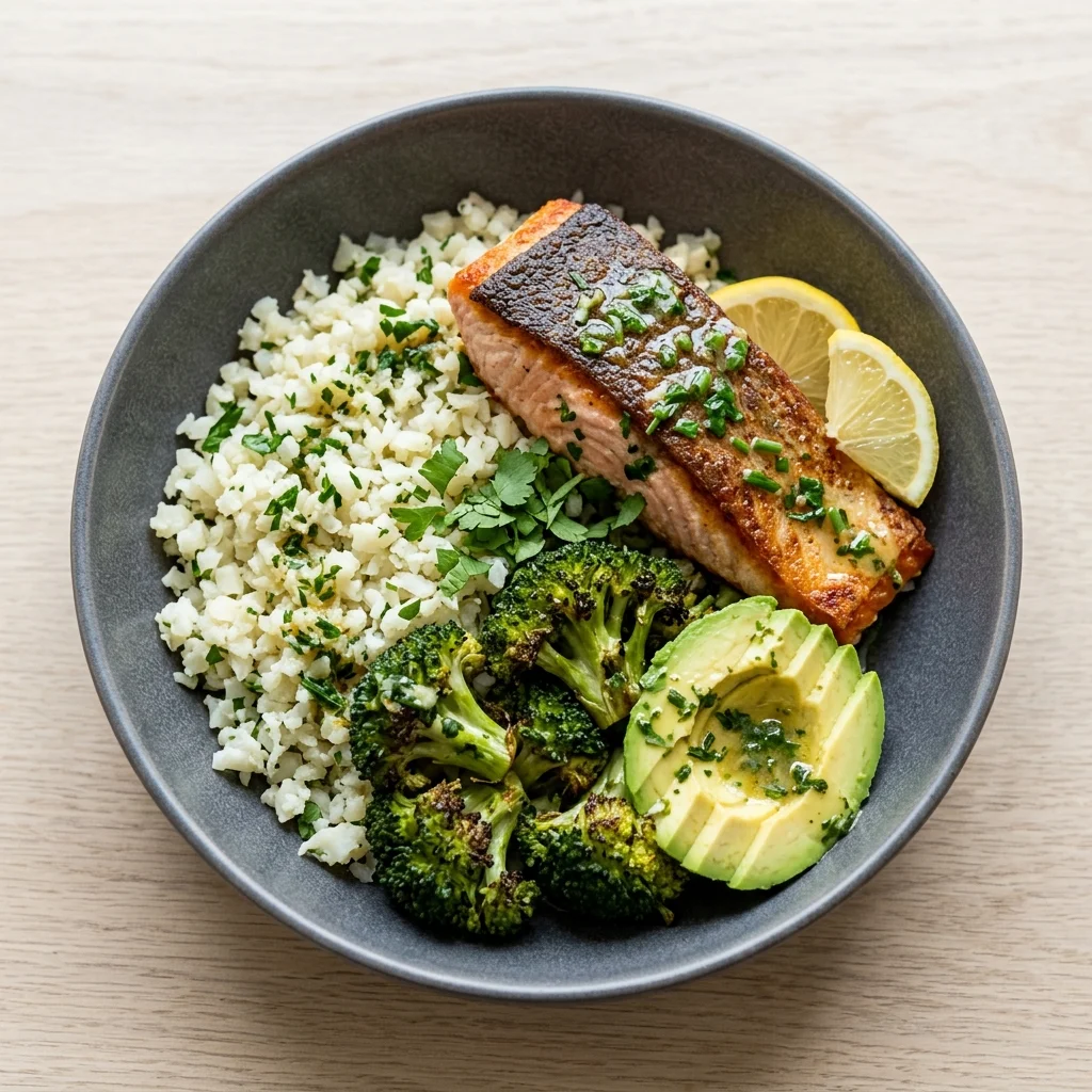 Wild Salmon Bowl with Lemon-Herb Cauliflower Rice