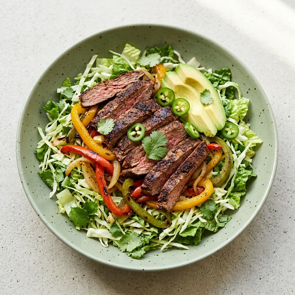 Beef Fajita Salad with Cilantro Lime Slaw