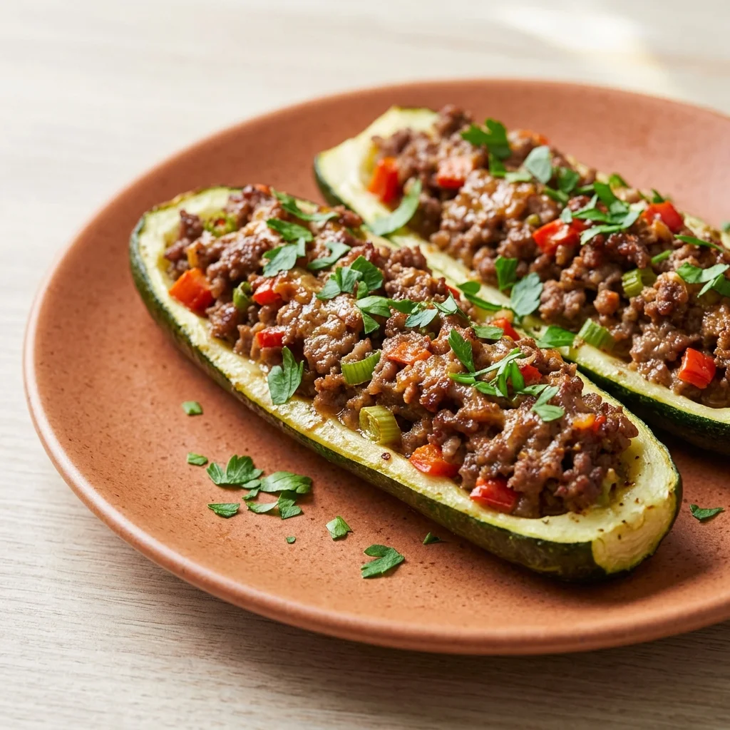 Beef Stuffed Zucchini Boats
