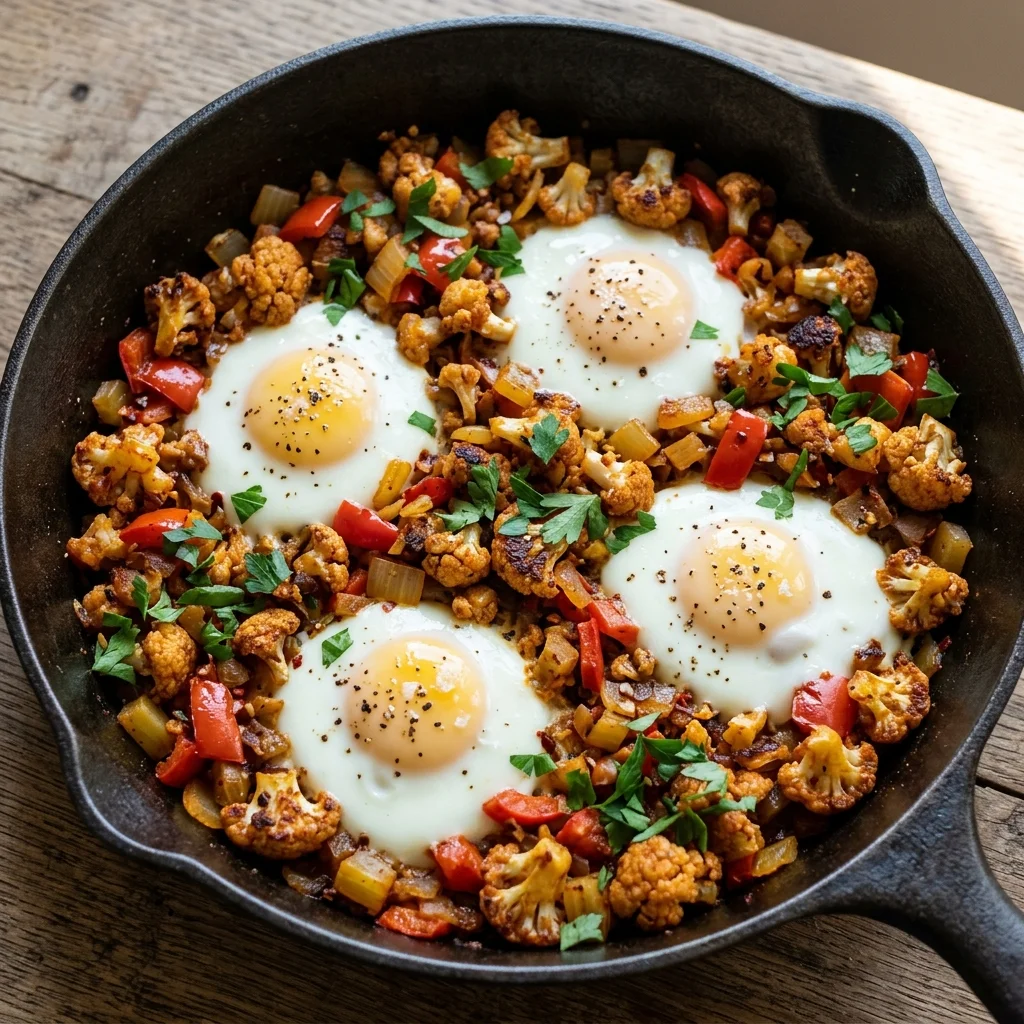 Cauliflower Hash with Fried Eggs