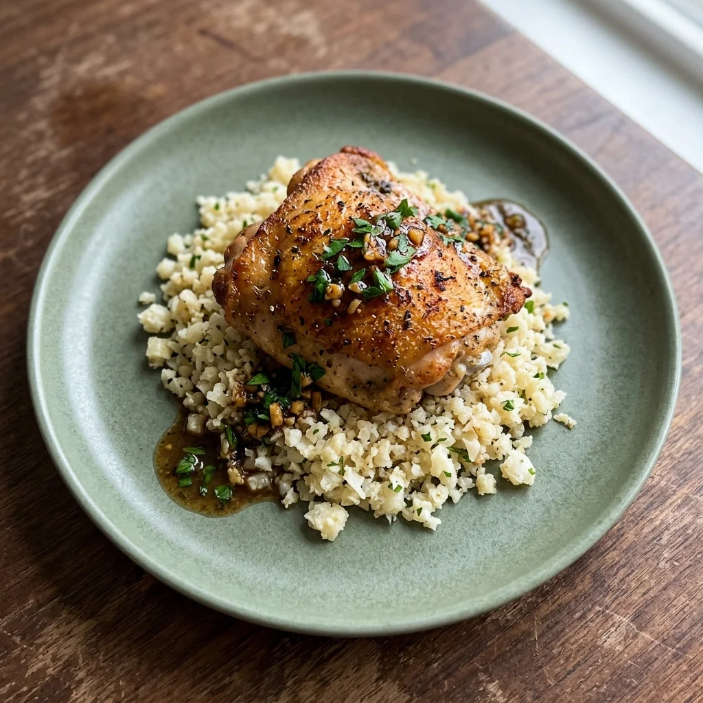 Garlic Herb Chicken with Cauliflower Rice