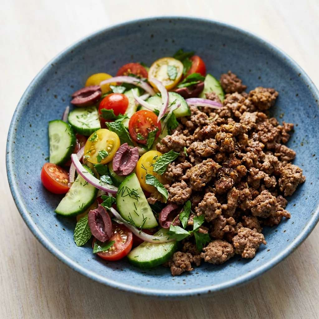Mediterranean Beef and Cucumber Salad Bowl