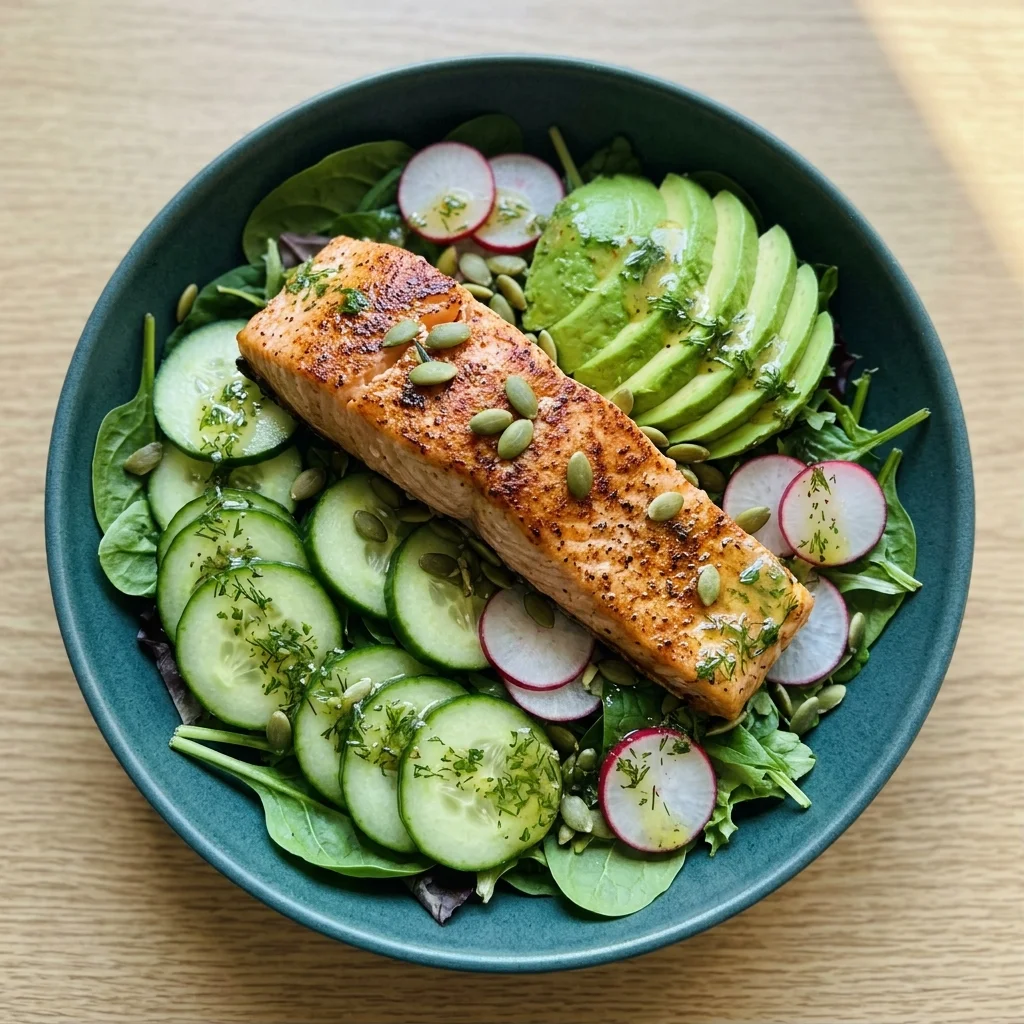 Salmon Cucumber Bowl with Lemon-Herb Dressing