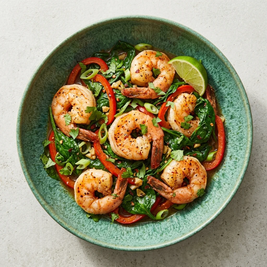Spicy Shrimp and Spinach Skillet