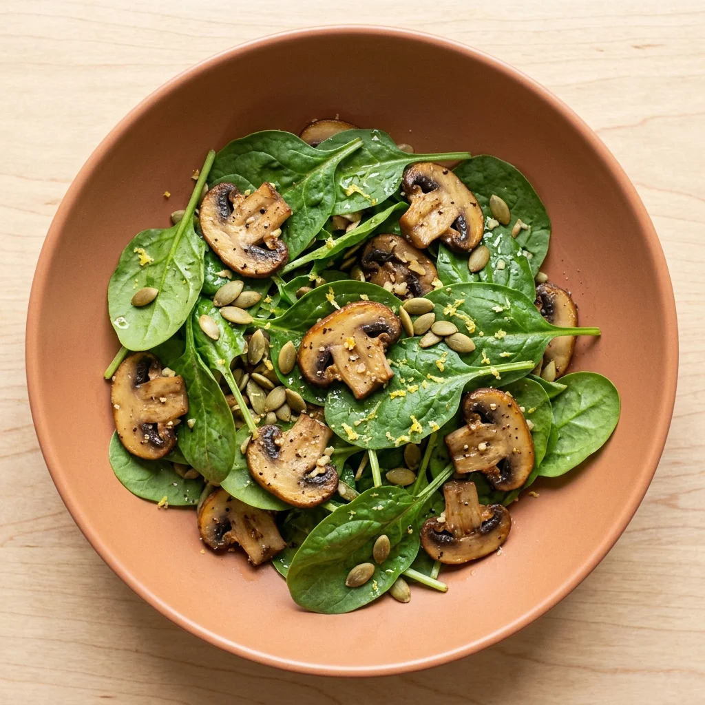 Spinach & Mushroom Salad with Lemon Vinaigrette