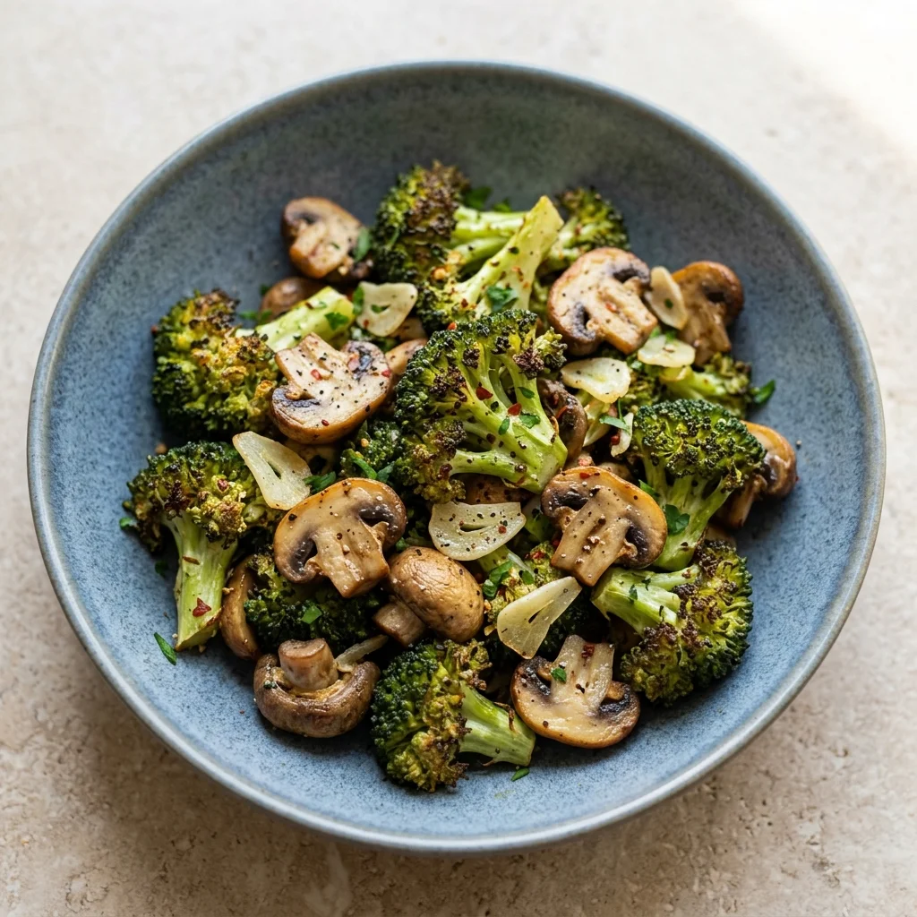 Garlic-Roasted Broccoli and Cremini Mushrooms