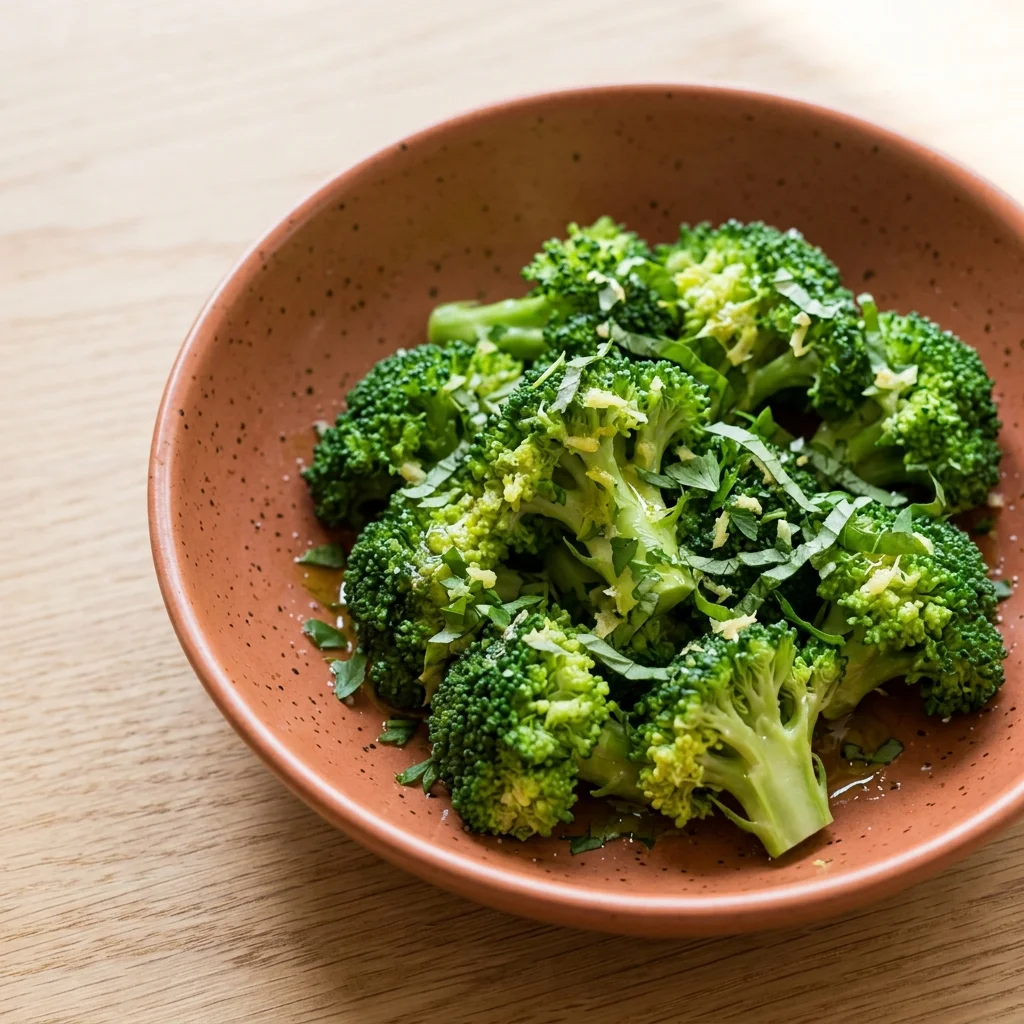 Steamed Broccoli with Ginger and Herbs