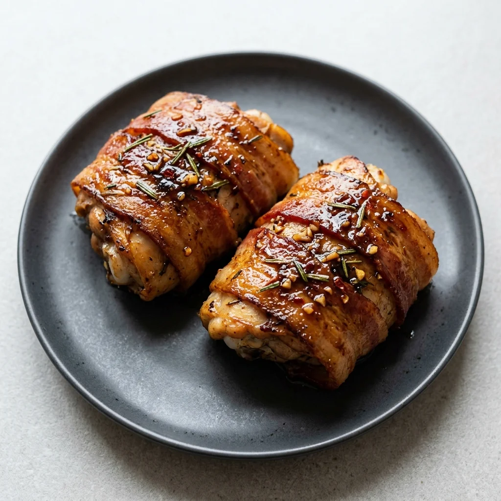 Paleo Balsamic-Rosemary Bacon-Wrapped Chicken Thighs