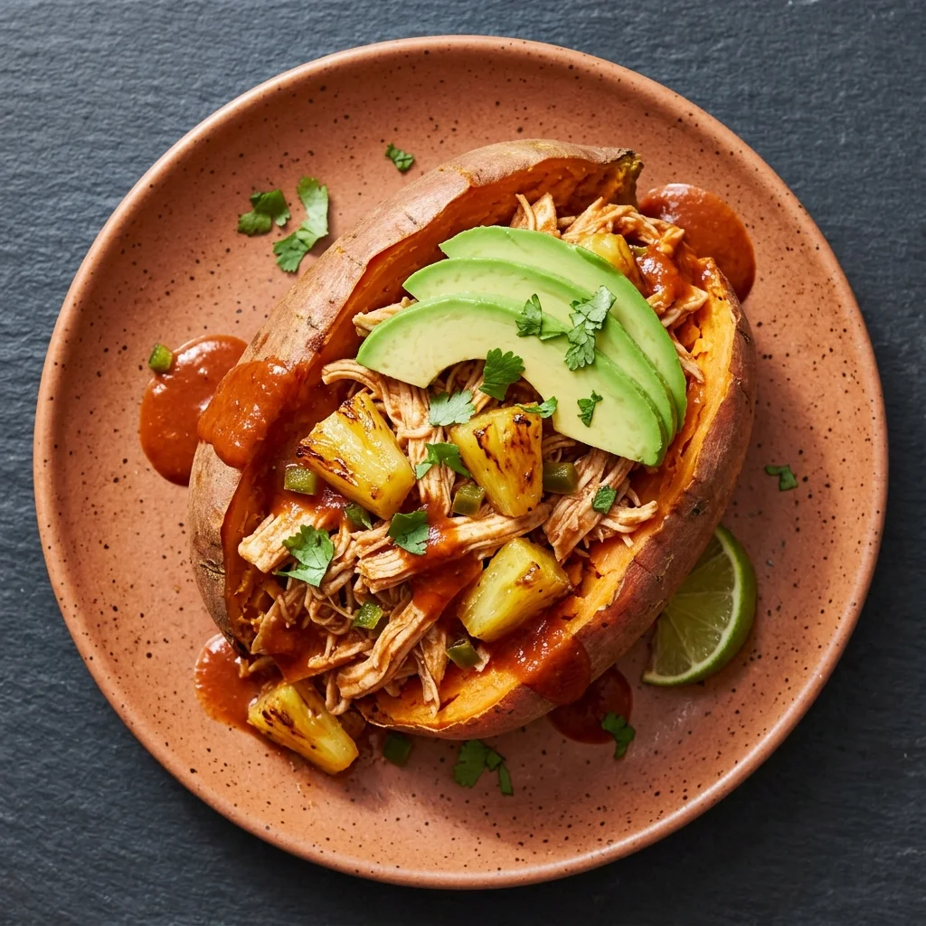 Paleo Pineapple-Jalapeño Chicken Enchilada Stuffed Sweet Potatoes