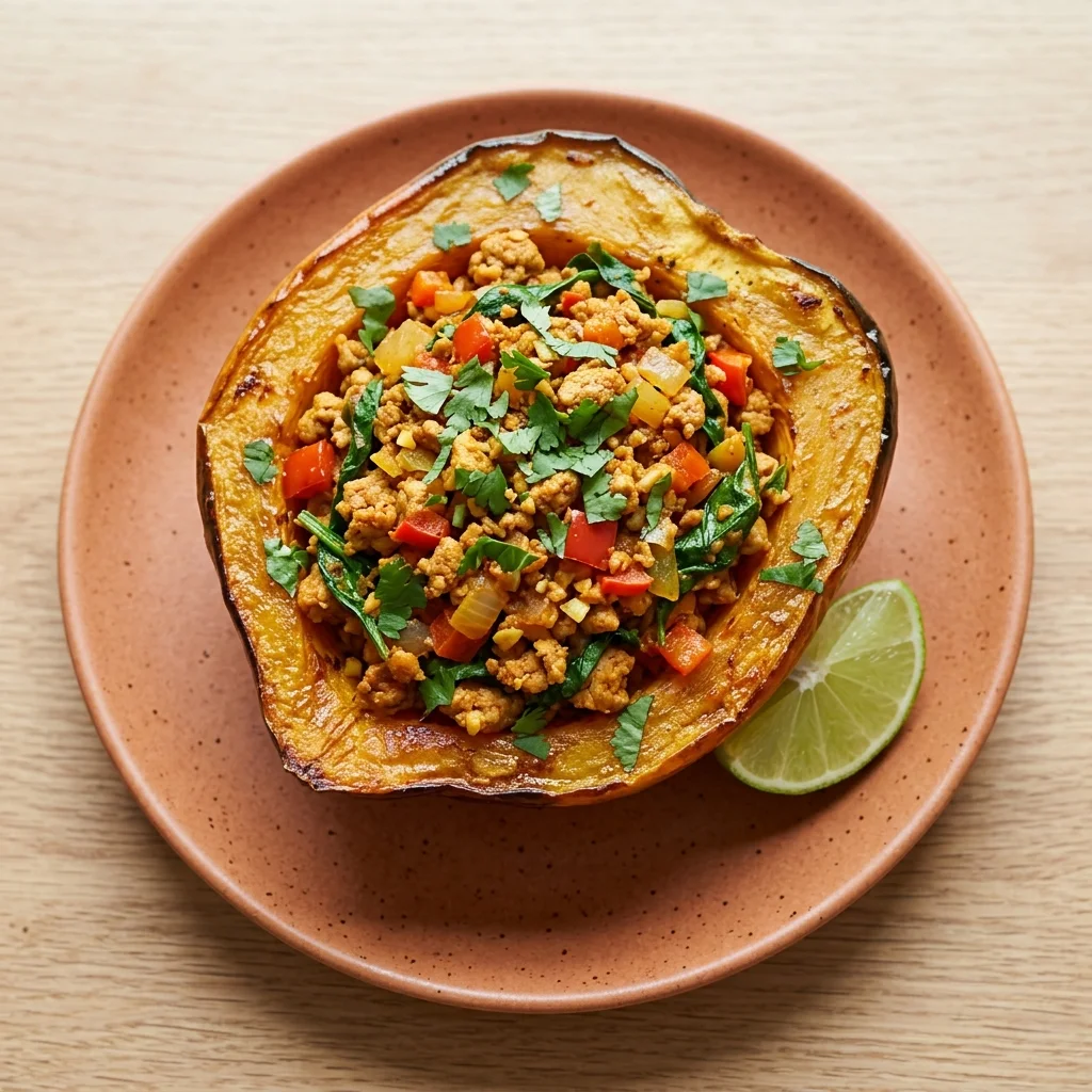 Paleo Red Curry Turkey Stuffed Acorn Squash