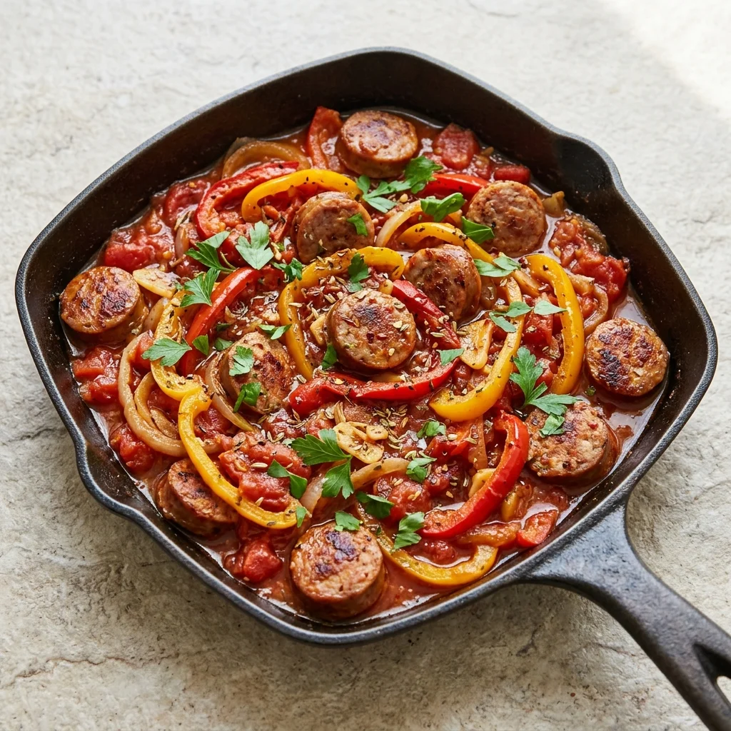Paleo Italian Sausage & Roasted Red Pepper Skillet