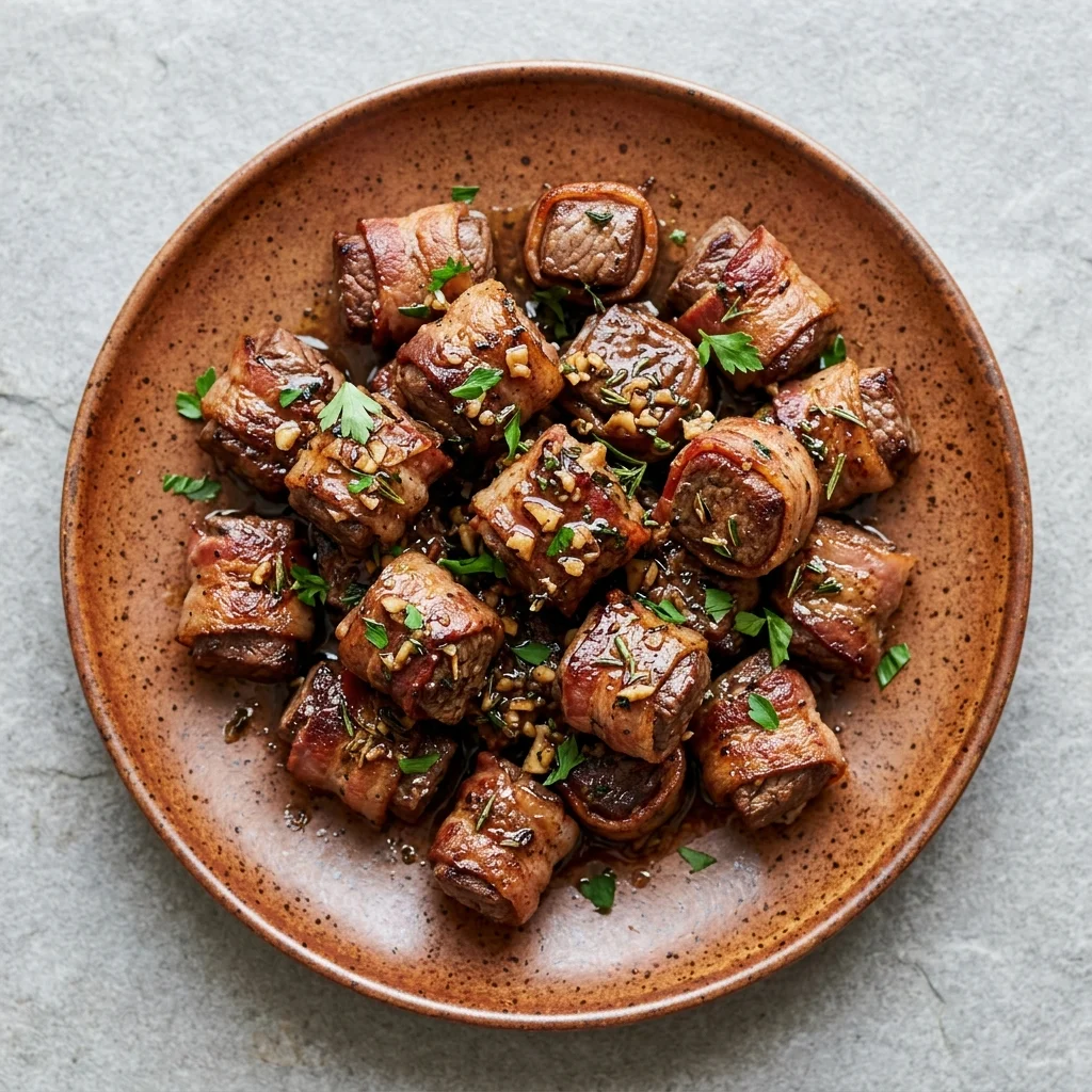 Paleo Smoky Bacon Garlic Herb Steak Bites