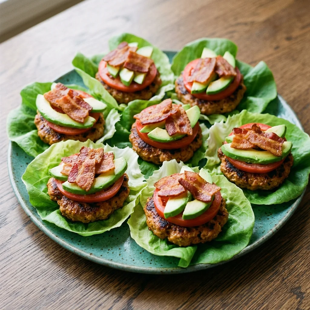Paleo Smoky Bacon Turkey Burgers in Lettuce Cups