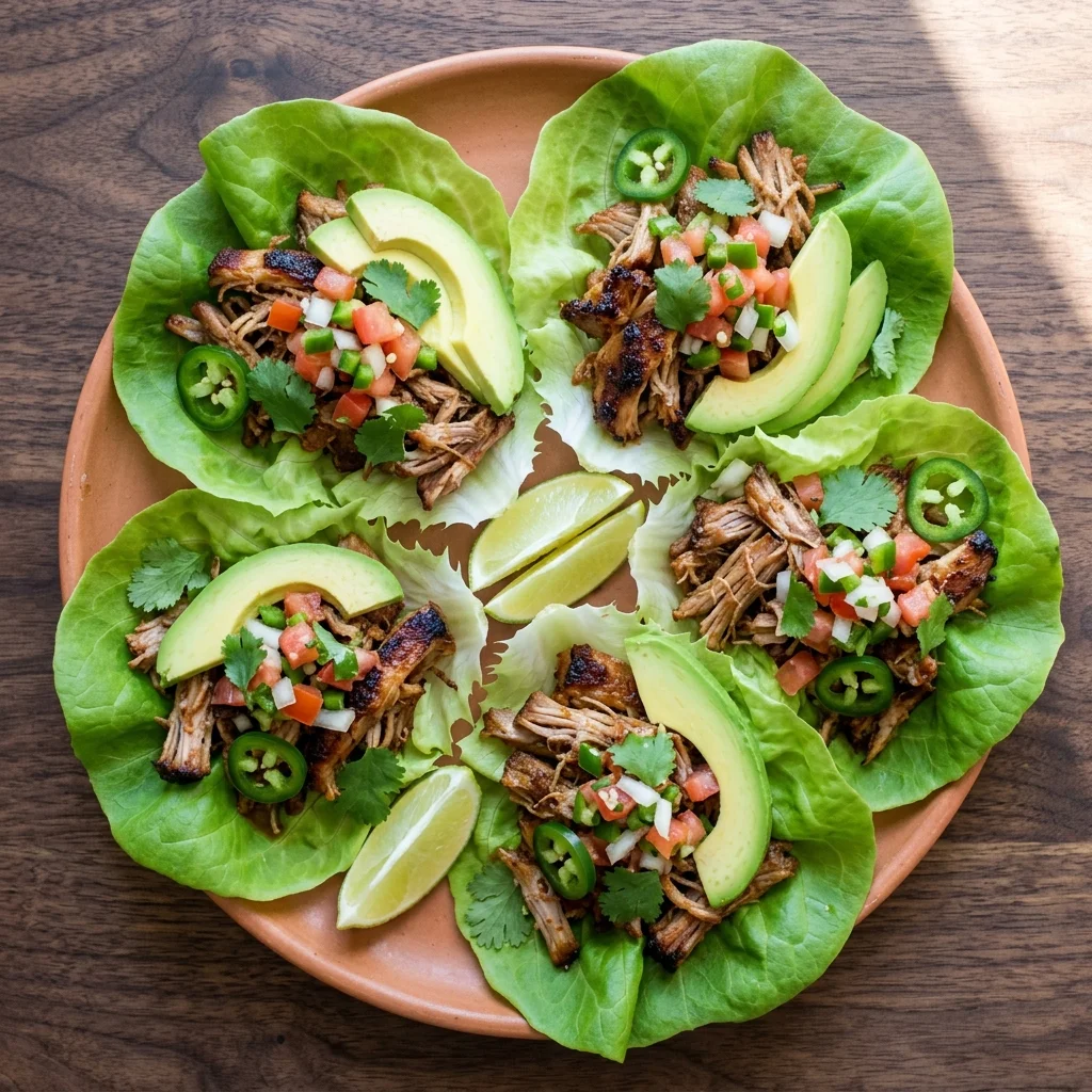 Paleo Smoky Chipotle Pork Carnitas Lettuce Bowls